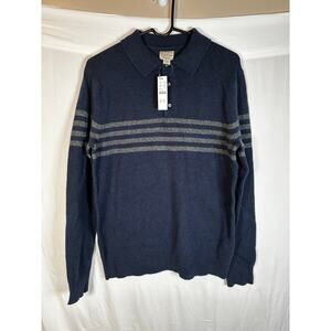 J.Crew NEW L Rugged merino wool-blend Polo sweater Stripe Classic Collegiate